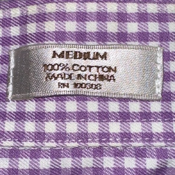 Peter Millar Nanoluxe Easycare Long Sleeve CottonPurple Plaid Dress Shirt Medium - Picture 6 of 7